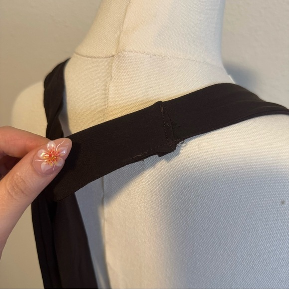 STUDIO Y Vintage Y2K Brown Blue Paisley V Neck Handkerchief Hem Halter Dress - Picture 8 of 11